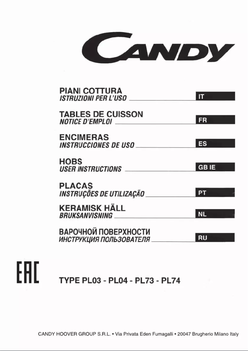 Page n°1 - Manuel utilisateur Candy PGC640SQXX