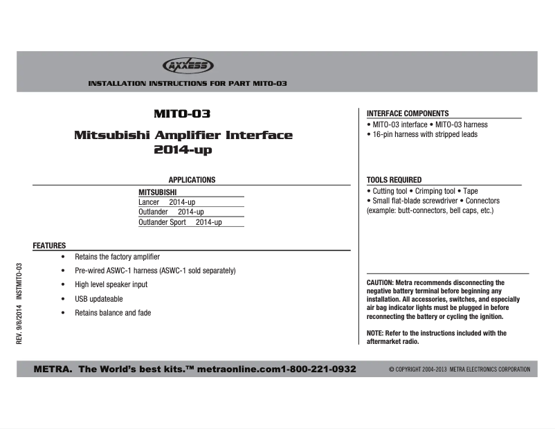 Image de la première page du manuel de l'appareil MITO-03