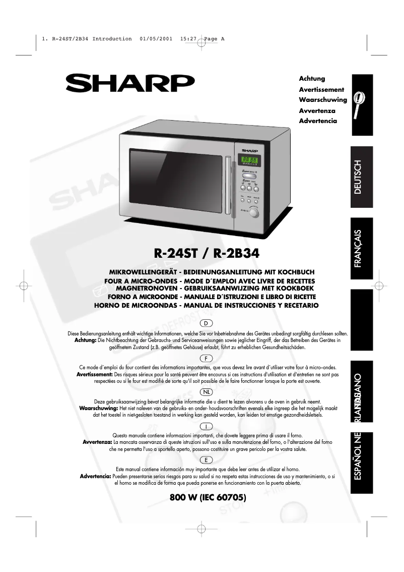 Page 1 de la notice Manuel utilisateur Sharp R-24ST