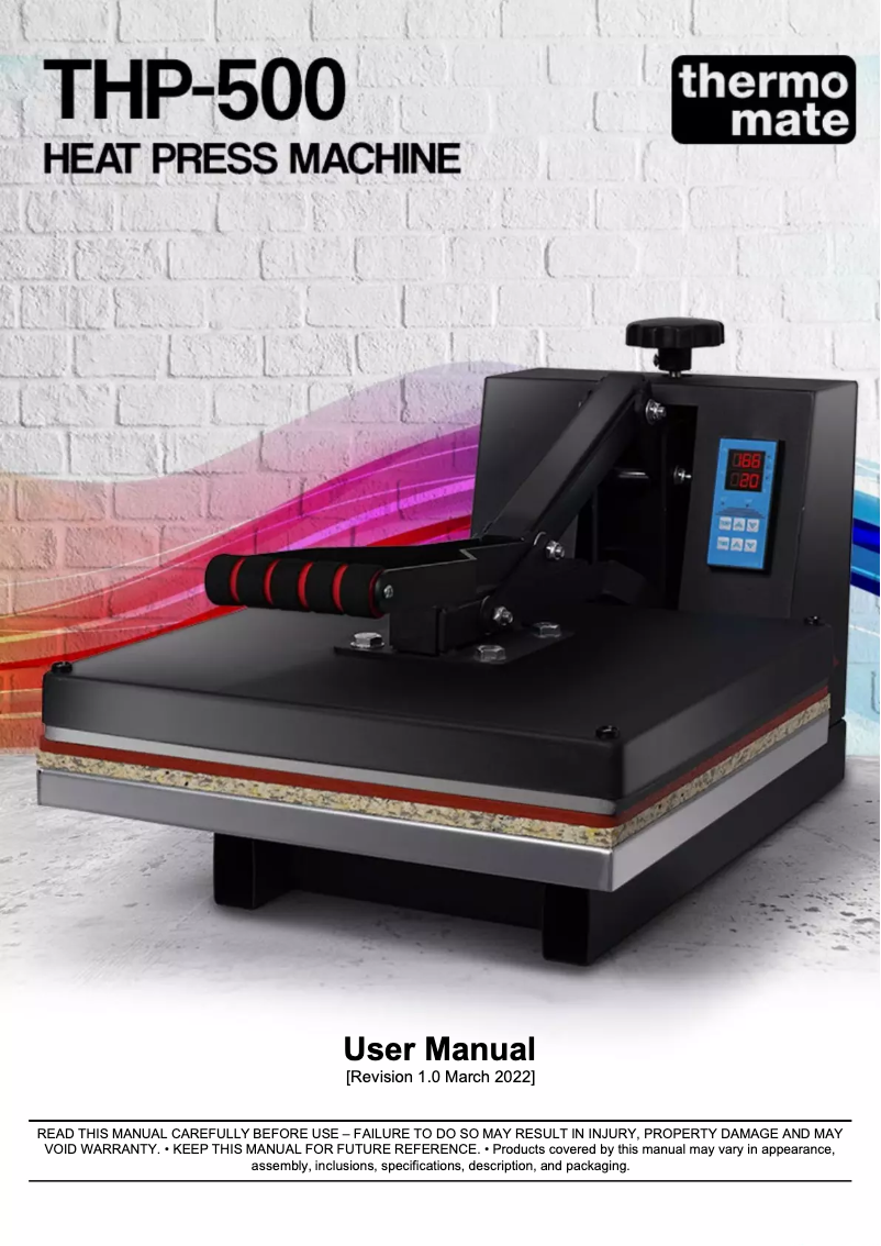 Page n°1 - Manuel utilisateur Thermomate THP-500