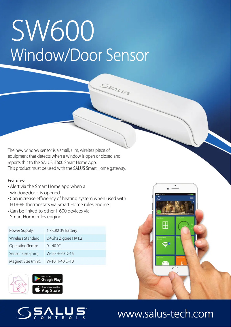 Page 1 de la notice Fiche technique Salus SW600