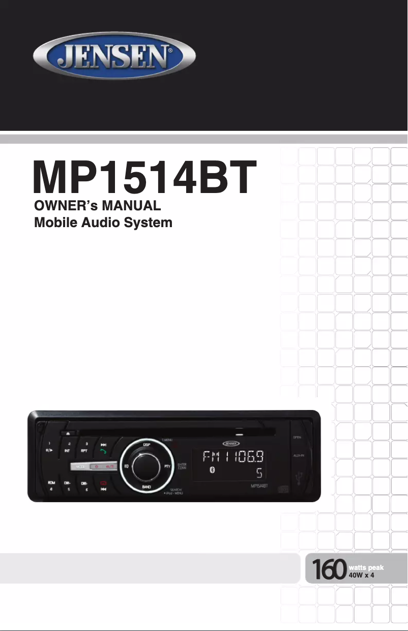 Page 1 de la notice Manuel utilisateur Jensen MP1514BT