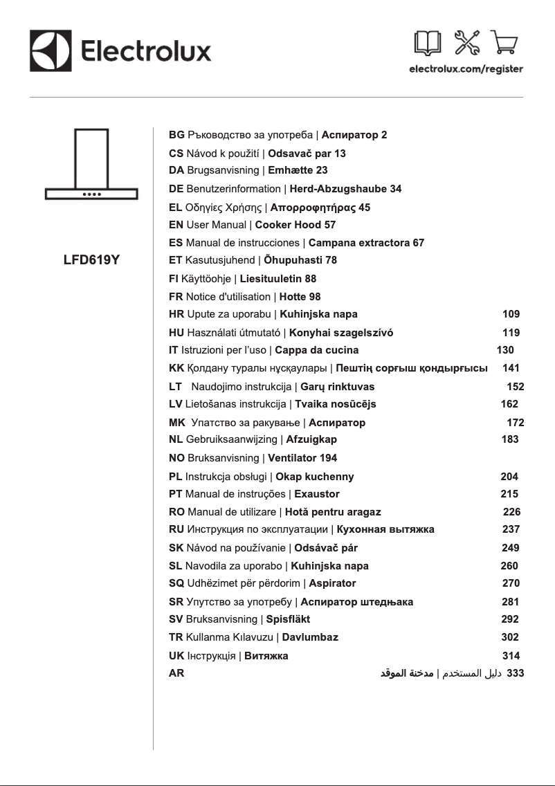Page 1 de la notice Manuel utilisateur Electrolux LFD619Y