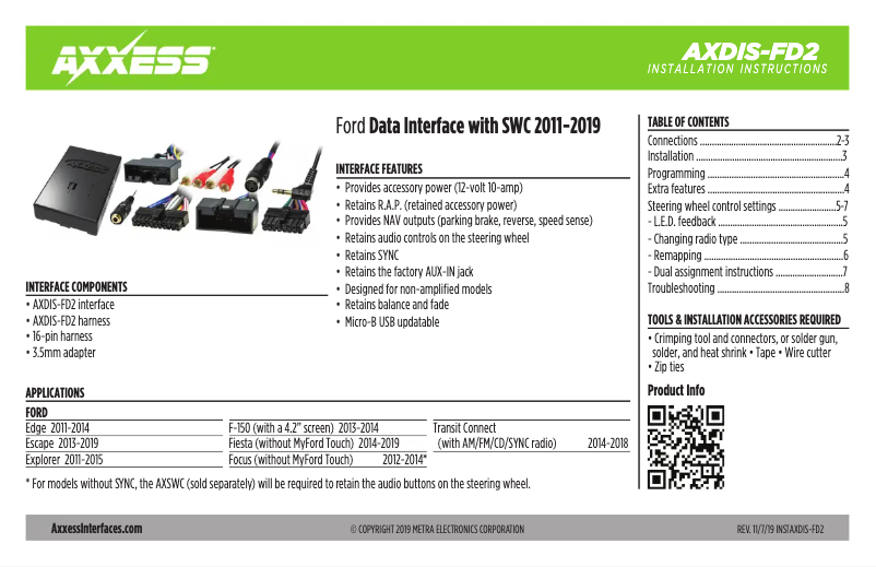 Image de la première page du manuel de l'appareil AXDIS-FD2