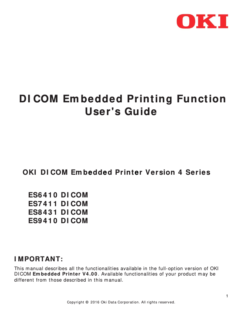 Page n°1 - Manuel utilisateur OKI ES8431DMe