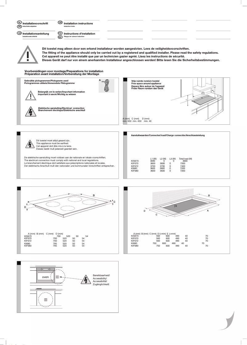 Page n°1 - Guide d'installation Etna KIF672ZT