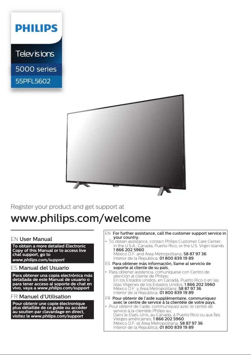 Page 1 de la notice Manuel utilisateur Philips 5000 series 55PFL5602