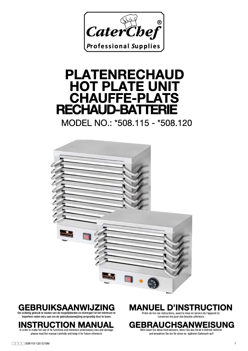 Page 1 de la notice Manuel utilisateur CaterChef 508115