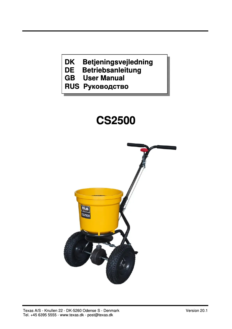 Page 1 de la notice Manuel utilisateur Texas CS2500