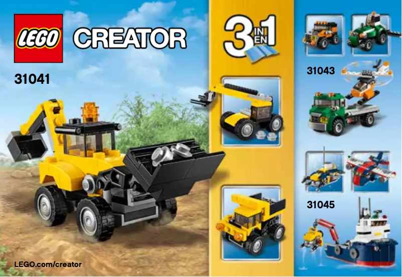 Page 1 de la notice Manuel utilisateur Lego Construction Vehicles