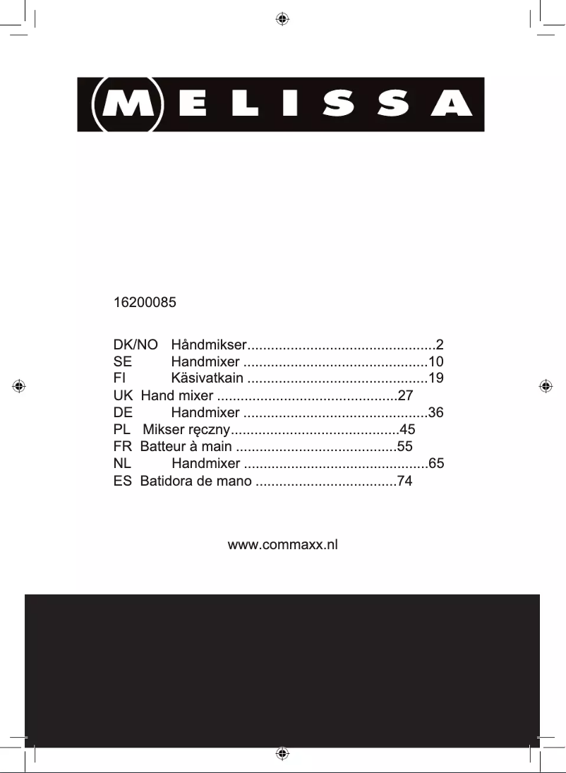 Page n°1 - Manuel utilisateur Melissa 16200085