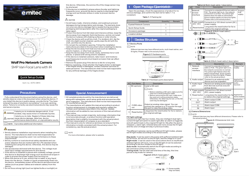 Page 1 de la notice Manuel utilisateur Ernitec Wolf Pro