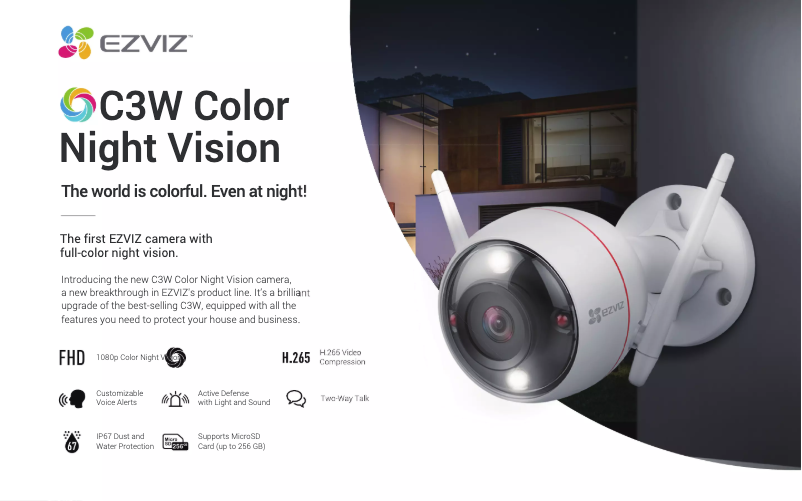 Page 1 de la notice Fiche technique EZVIZ C3W Color Night Vision