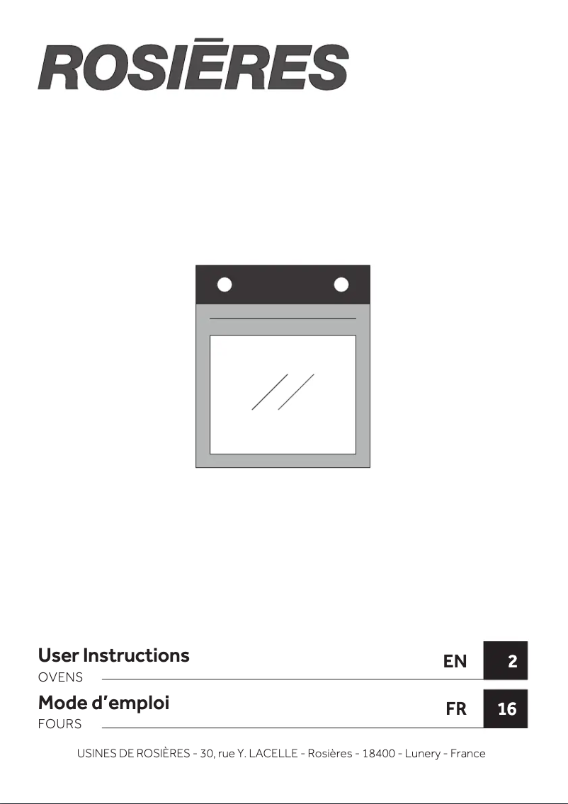 Page 1 de la notice Manuel utilisateur Rosieres RFC30P5879PIN