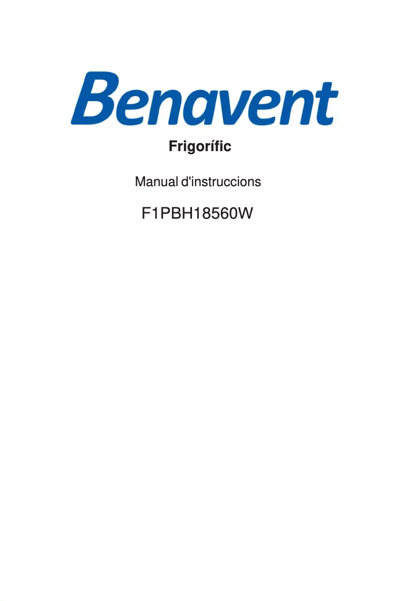Page n°1 - Manuel utilisateur Benavent F1PBH18560W