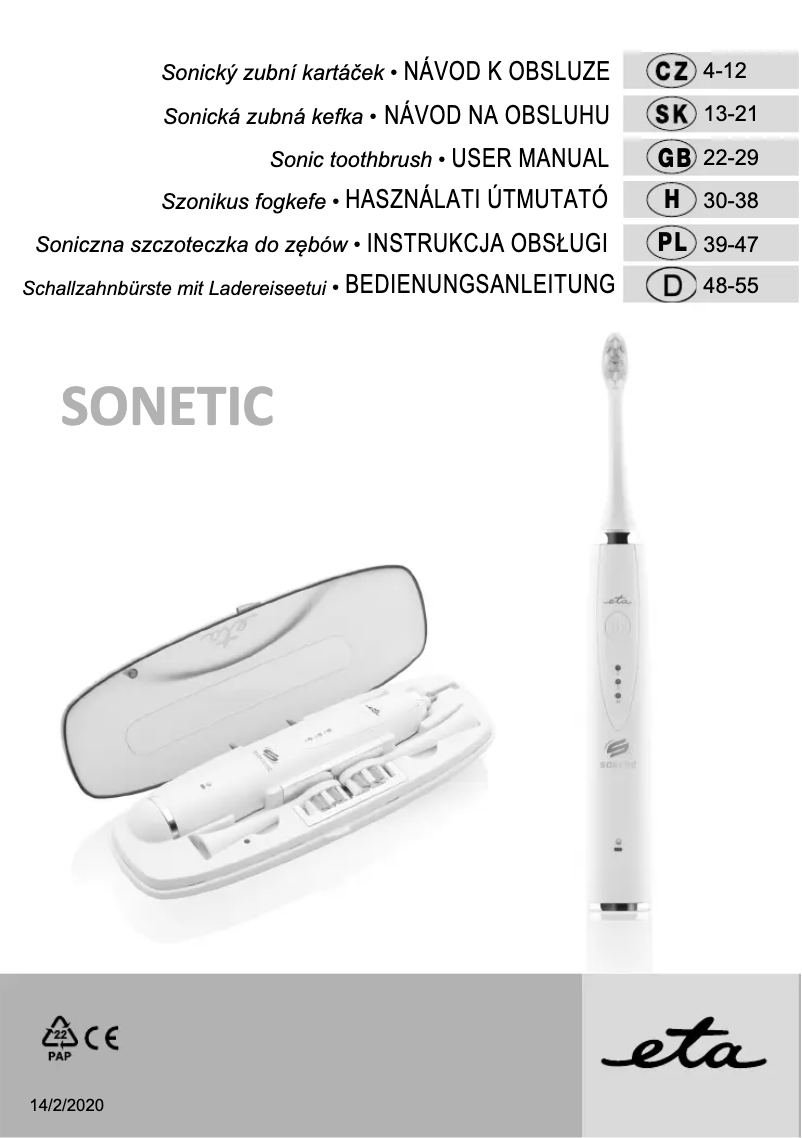 Page 1 of the manual User Manual Eta Sonetic 4707 90000