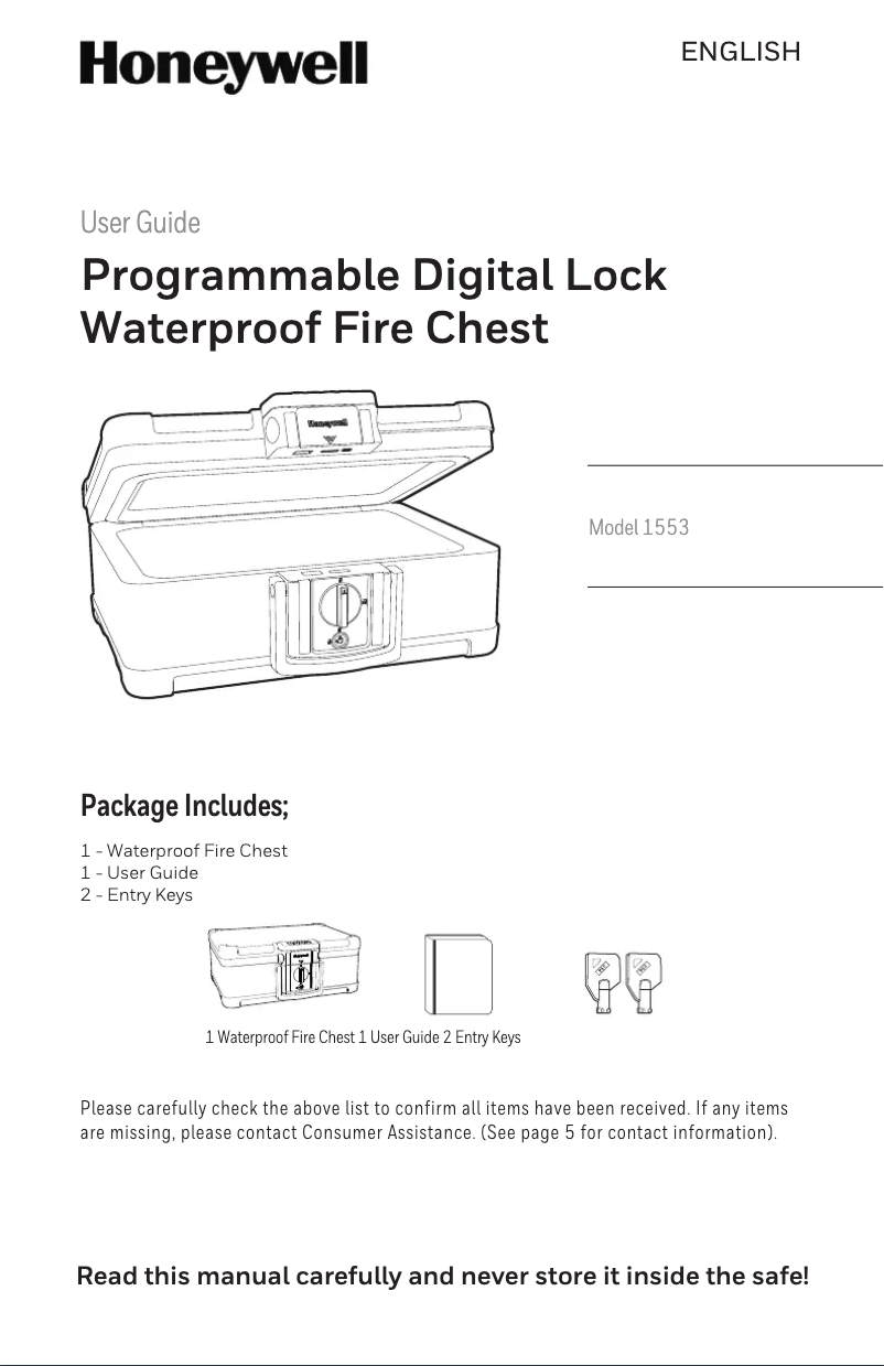 Page n°1 - Manuel utilisateur Honeywell 1553