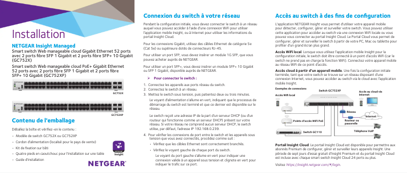 Page n°1 - Guide d'installation Netgear GC752X