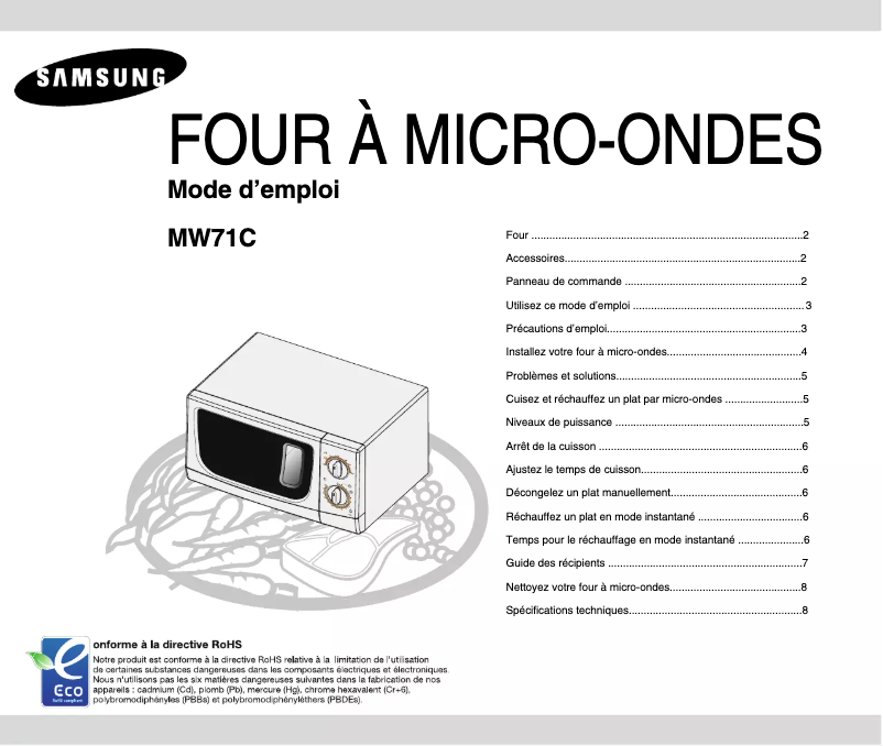 Página 1 del manual Manual de usuario Samsung MW73B