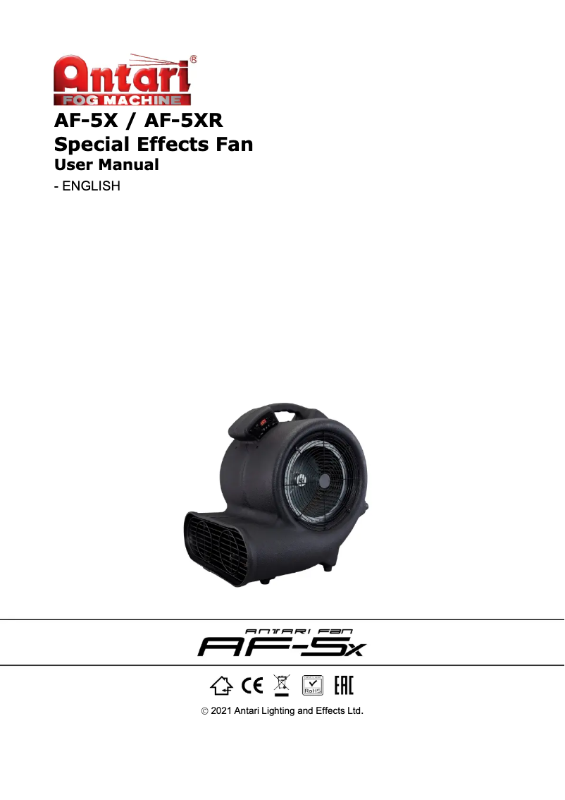 Page 1 de la notice Manuel utilisateur Antari AF-5X