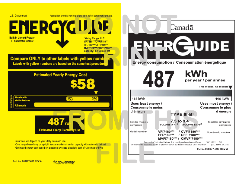 Page n°1 - Label énergétique Viking FFI7180WL