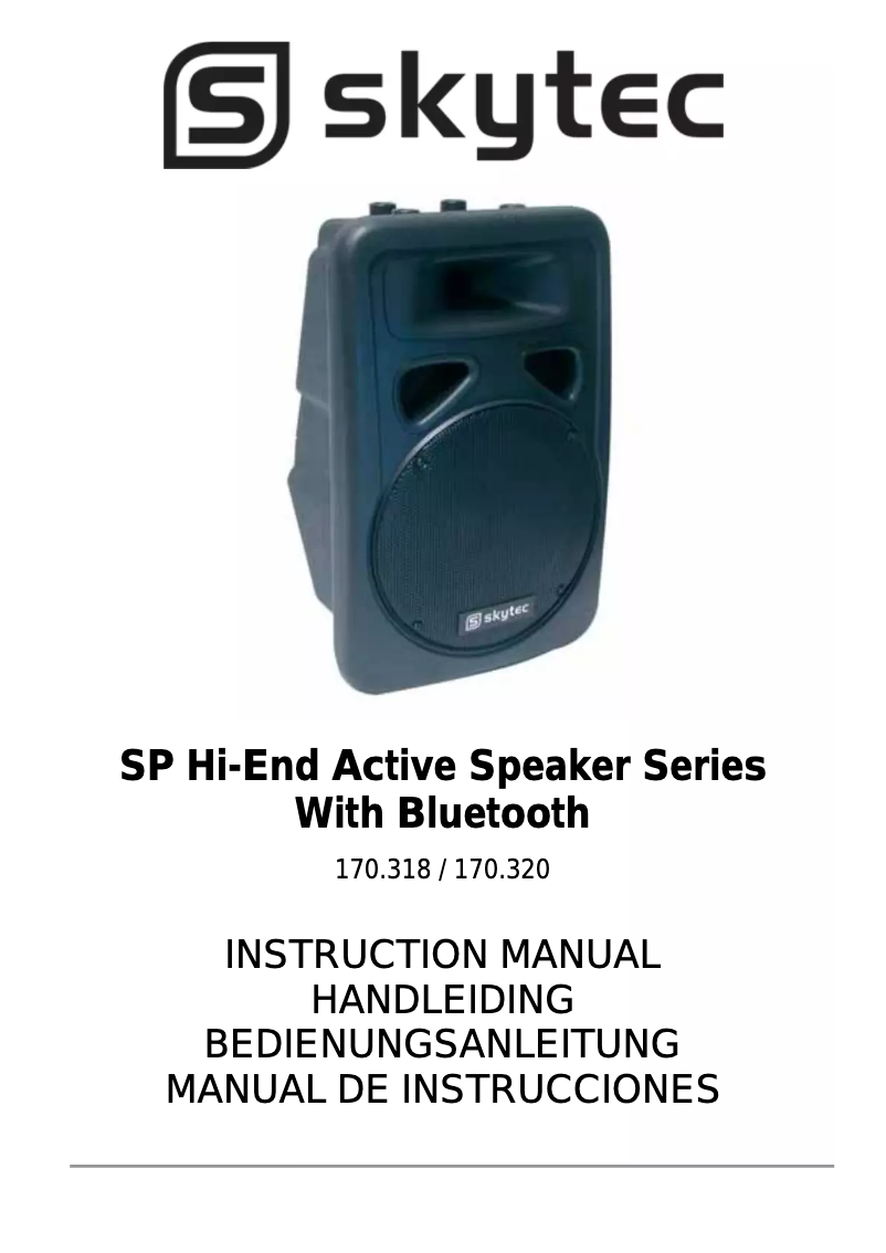 Page 1 de la notice Manuel utilisateur Skytec SP Hi-End Active Speaker With Bluetooth 170.320