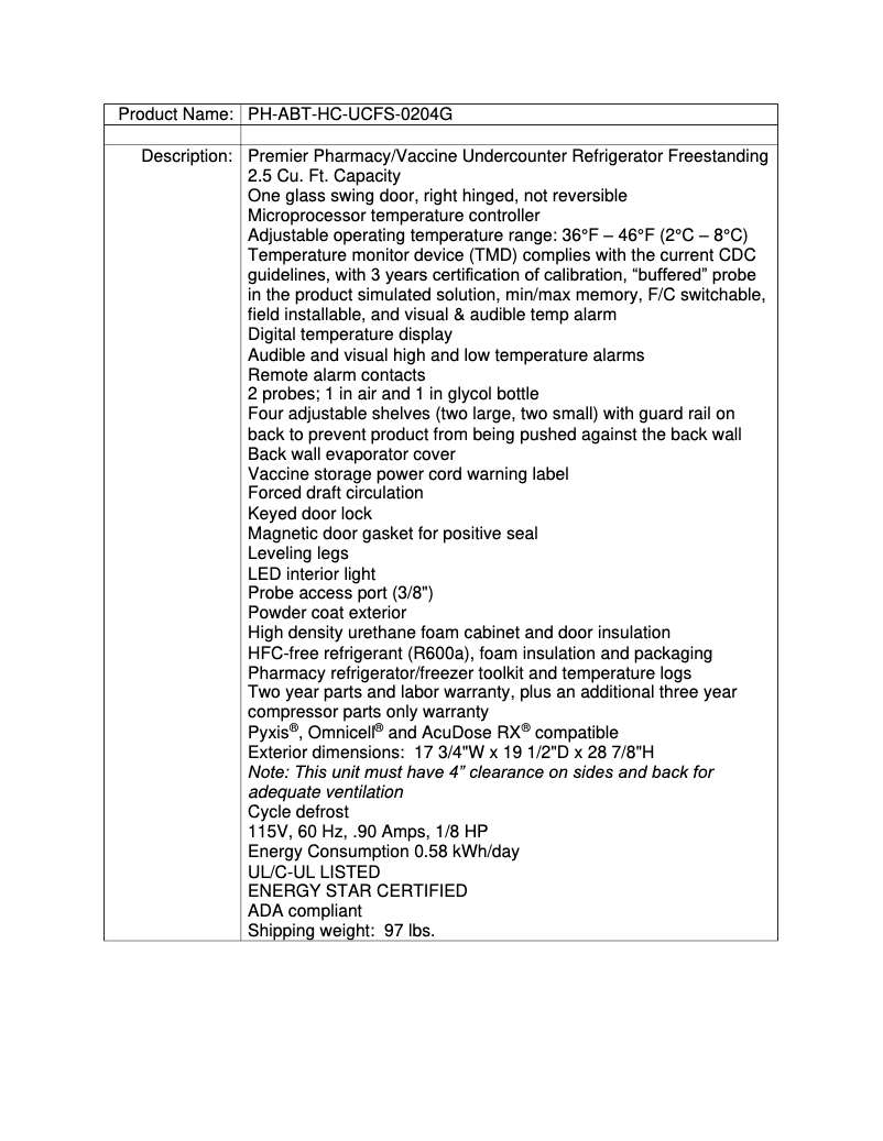 Page 1 de la notice Manuel utilisateur American BioTech Supply PH-ABT-HC-UCFS-0204G