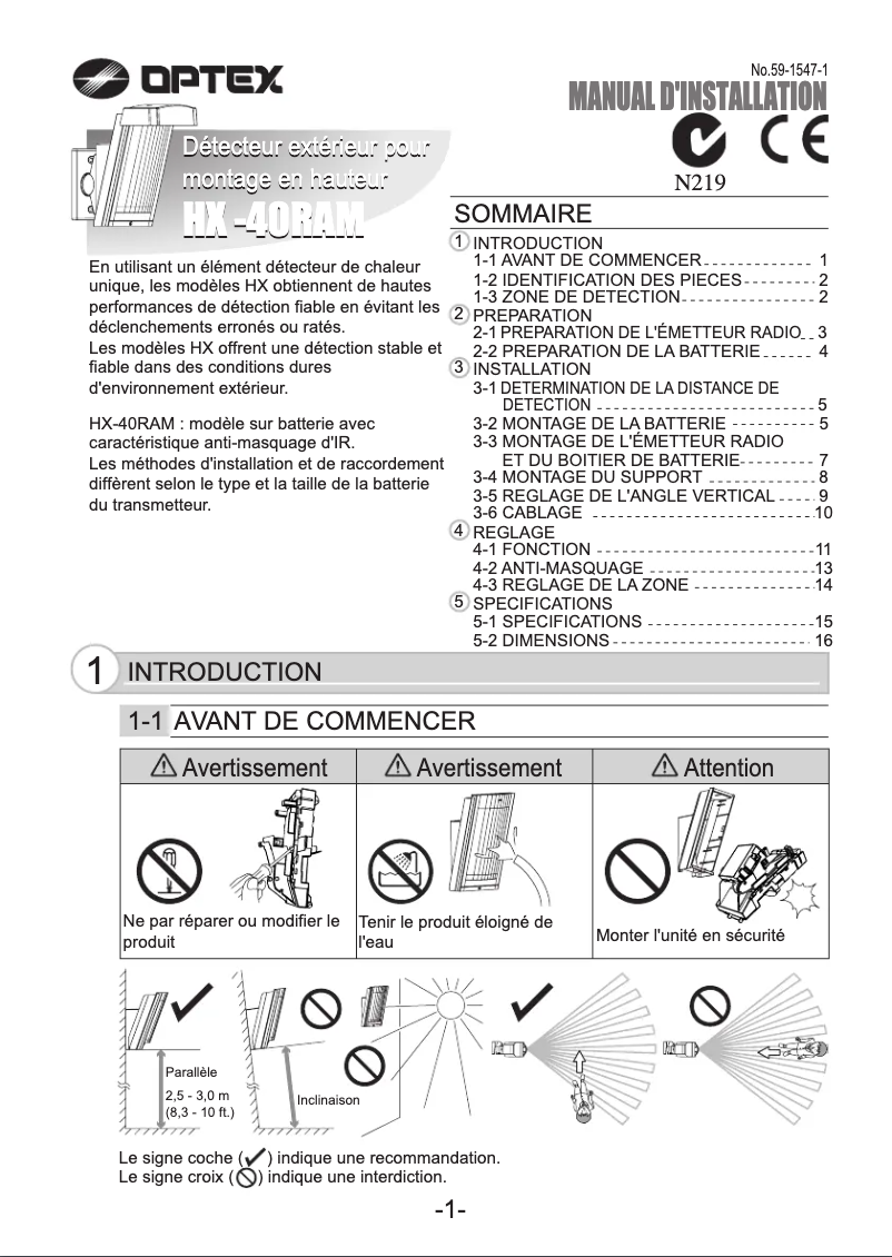 Image de la première page du manuel de l'appareil HX-40RAM