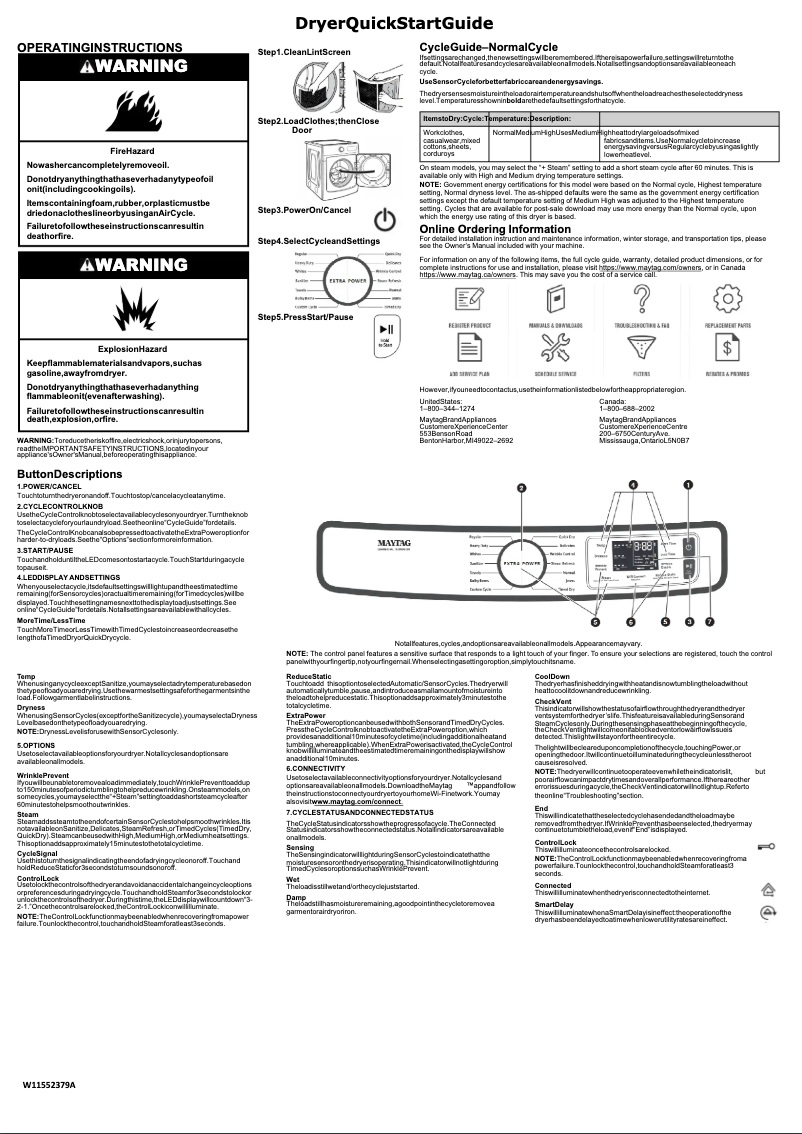 Page n°1 - Guide de démarrage rapide Maytag MGD8630HC