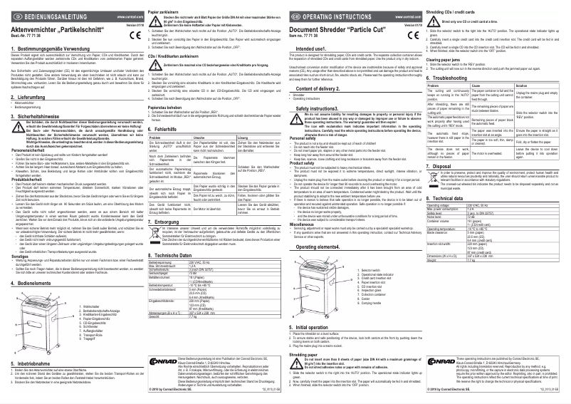 Page n°1 - Manuel utilisateur Conrad Partikelschnitt