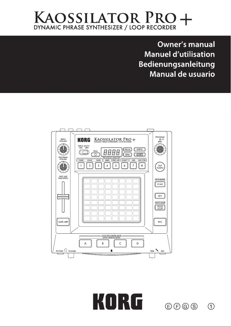 Page 1 of the manual User Manual Korg Kaossilator Pro
