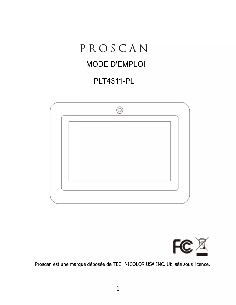 Page n°1 - Manuel utilisateur Proscan PLT4311-PL
