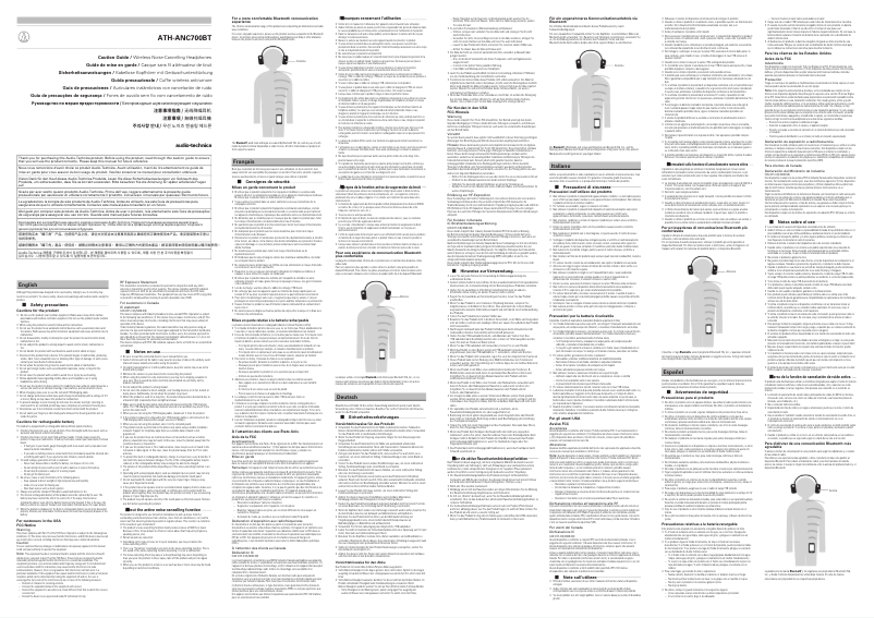 Imagen de la primera página del manual del dispositivo ATH-ANC700BT
