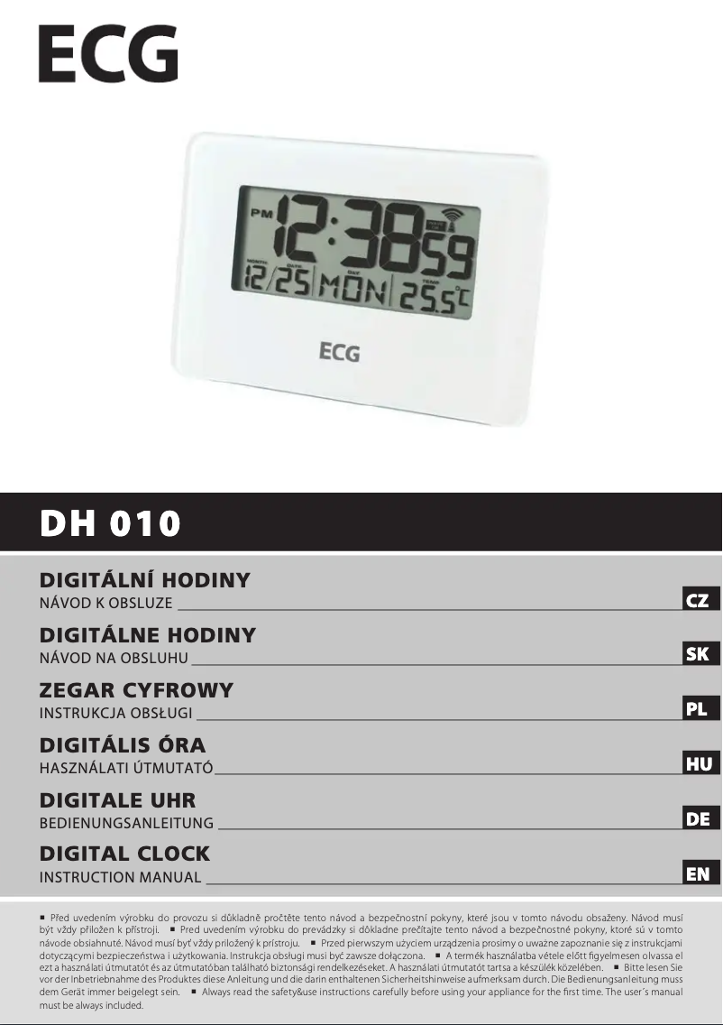 Image de la première page du manuel de l'appareil DH 010