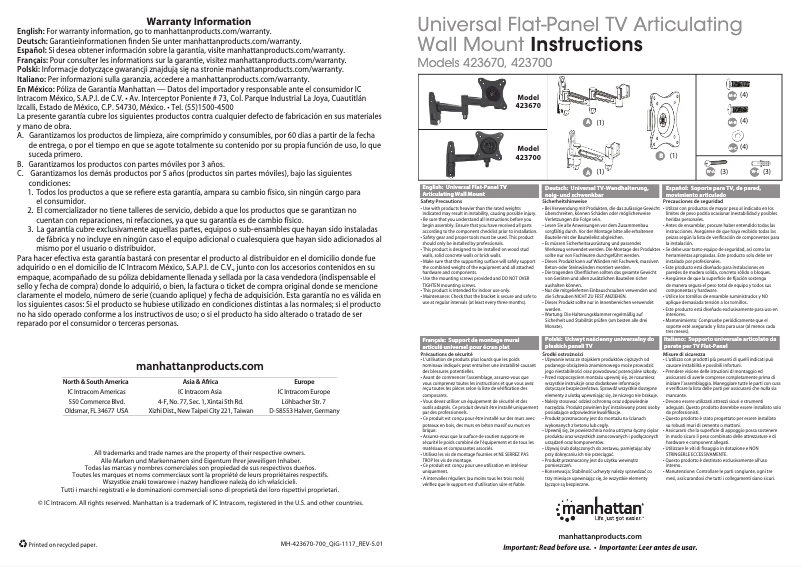 Page n°1 - Manuel utilisateur Manhattan 423670
