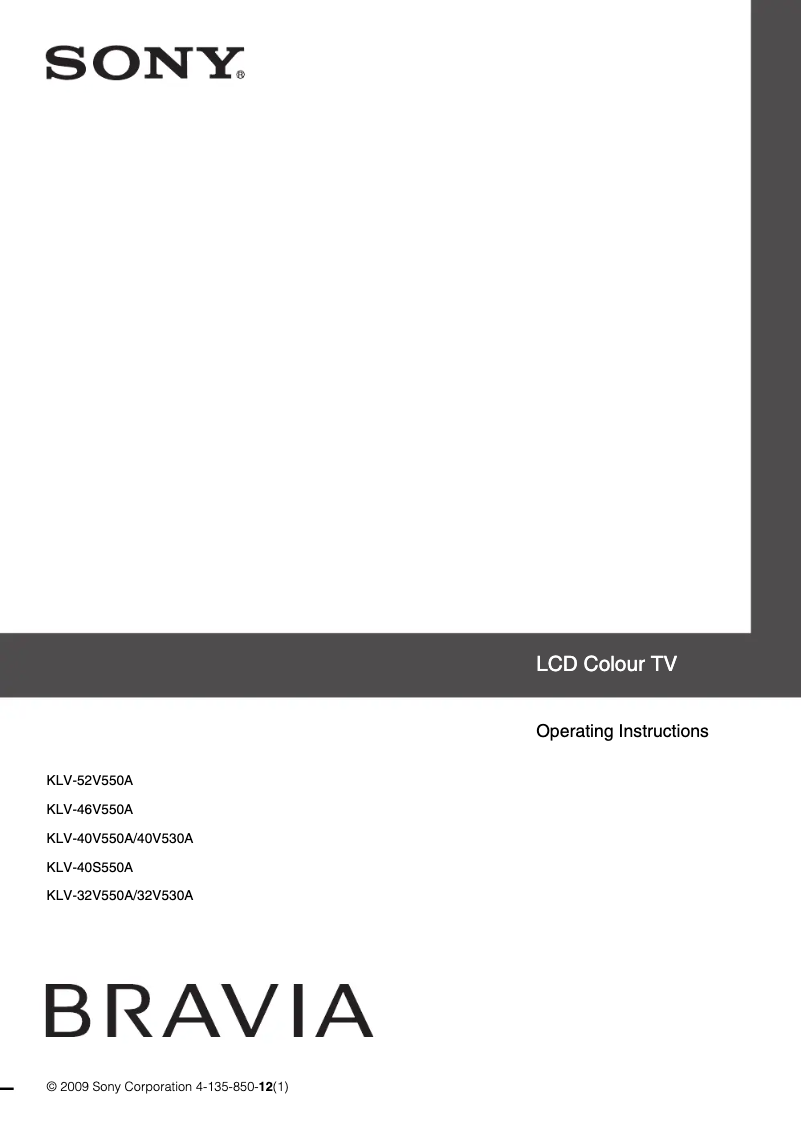 Page n°1 - Manuel utilisateur Sony KLV-40V550A