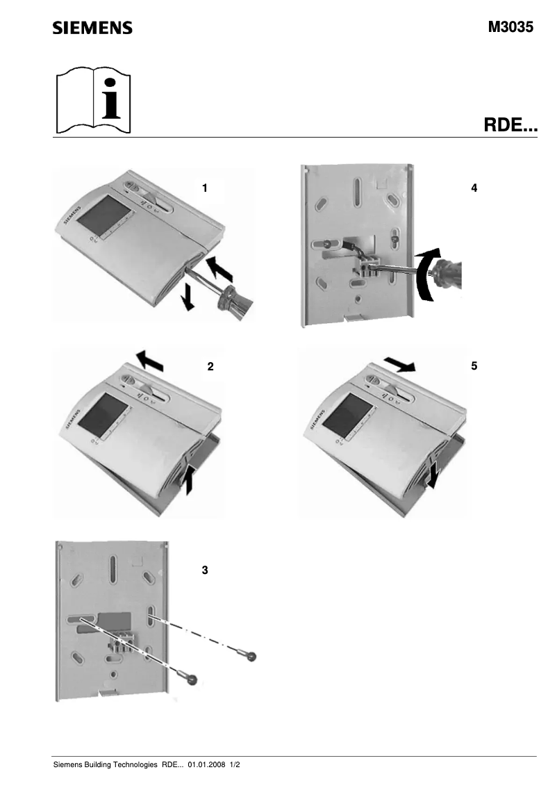 Page 1 de la notice Manuel utilisateur Siemens Landis & Staefa RDE