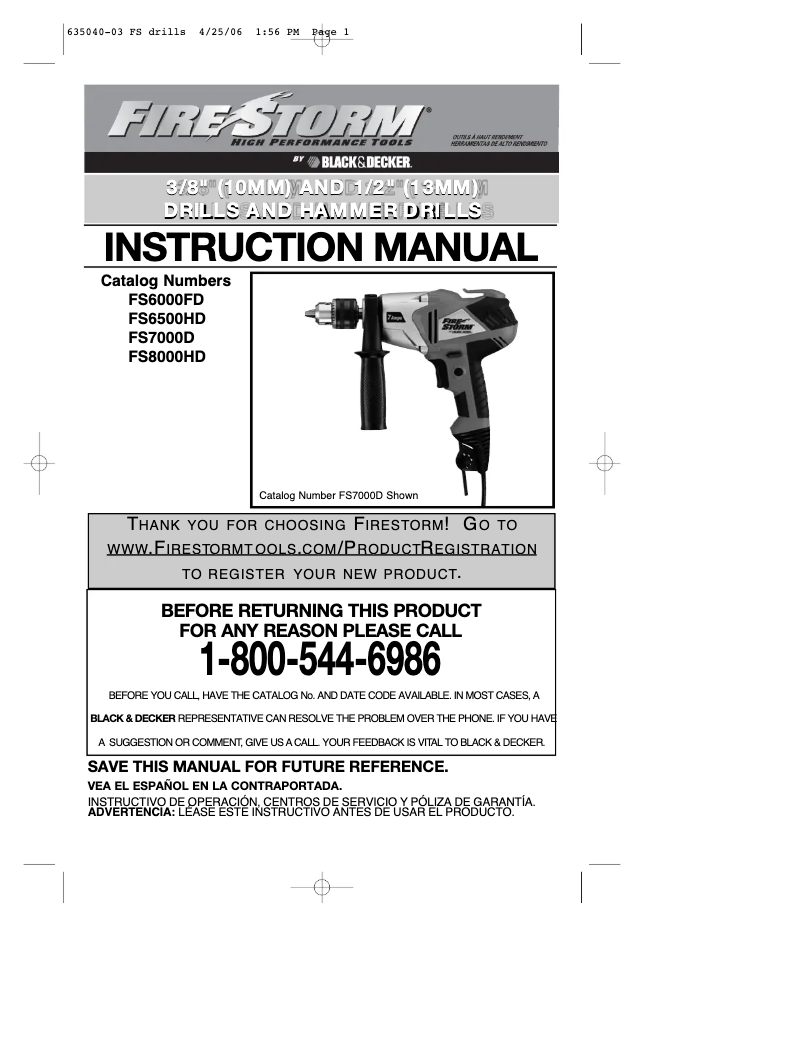 Page 1 de la notice Manuel utilisateur Black & Decker FS8000HD