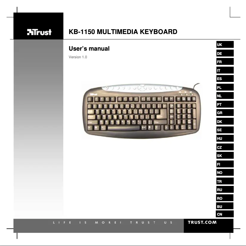 Page 1 de la notice Manuel utilisateur Trust KB-1150