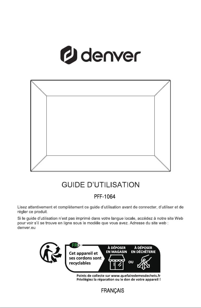 Page 1 de la notice Manuel utilisateur Denver PFF-1064