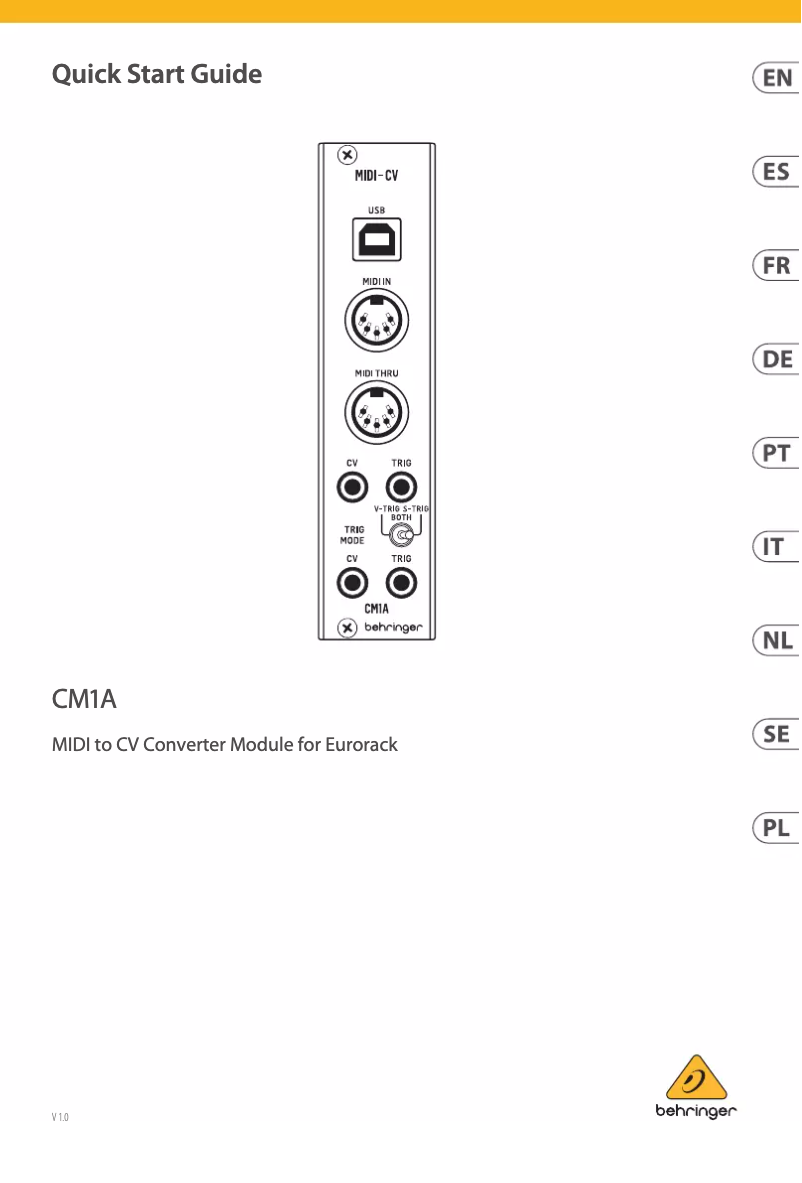 Page 1 de la notice Manuel utilisateur Behringer CM1A