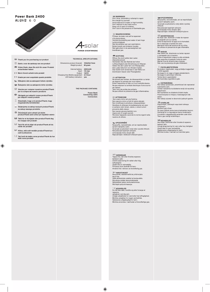 Page n°1 - Manuel utilisateur Xtorm Power Bank 2400mAh