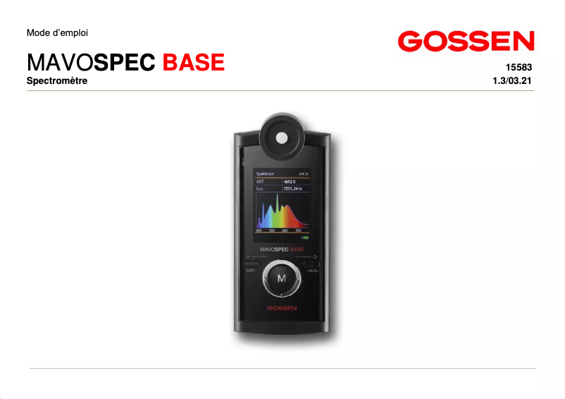 Page 1 de la notice Manuel utilisateur Gossen MAVOSPEC BASE