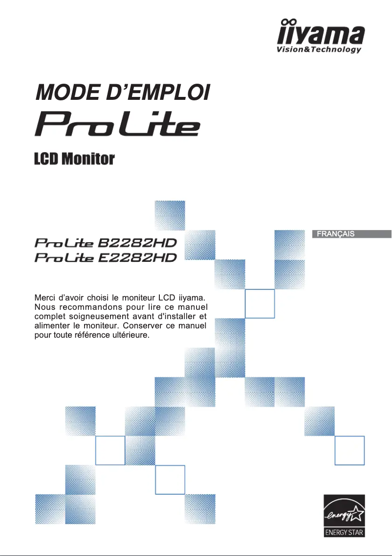 Page 1 de la notice Manuel utilisateur Iiyama ProLite E2282HD