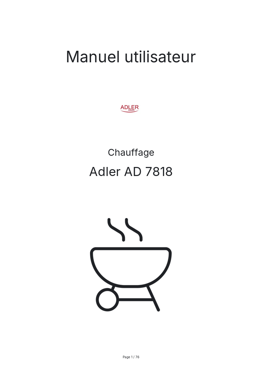 Image de la première page du manuel de l'appareil AD 7818