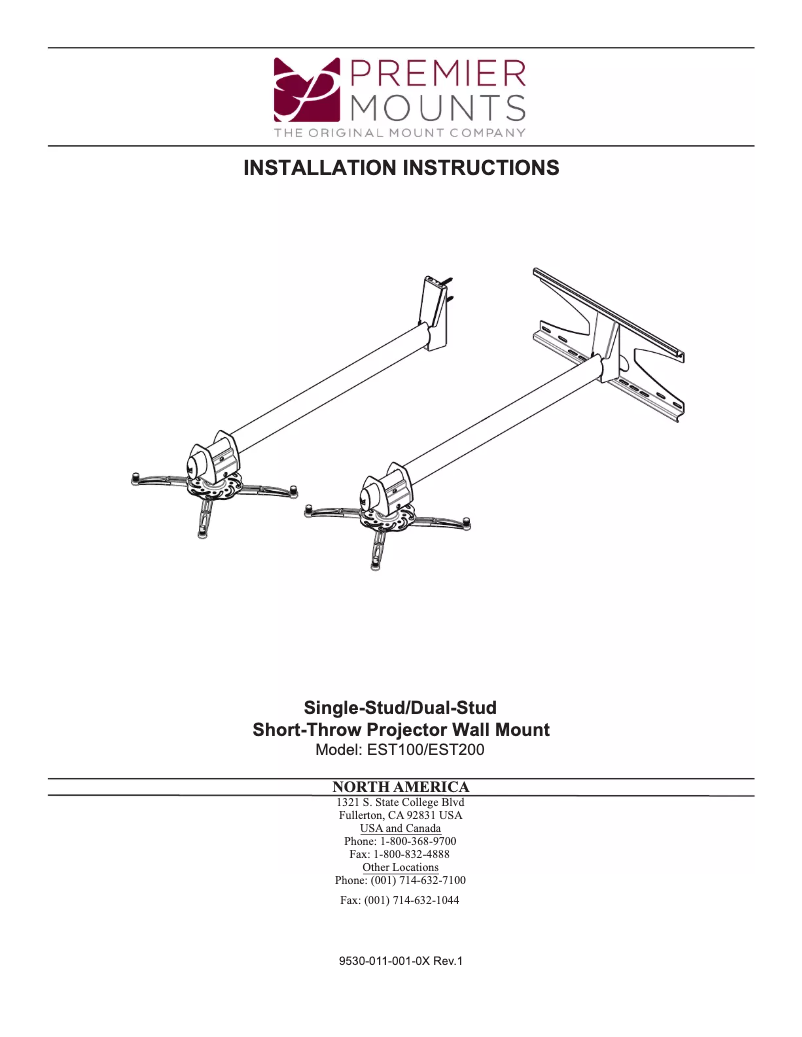Página 1 del manual Manual de usuario Premier Mounts EST200