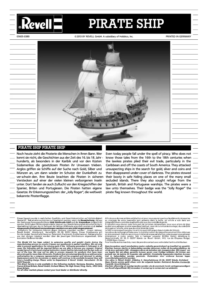 Page 1 de la notice Manuel utilisateur Revell Pirate Ship