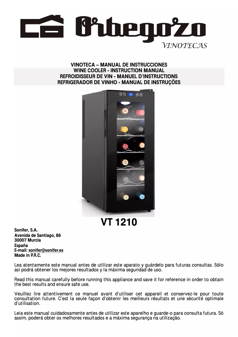 Page n°1 - Manuel utilisateur Orbegozo VT 1210