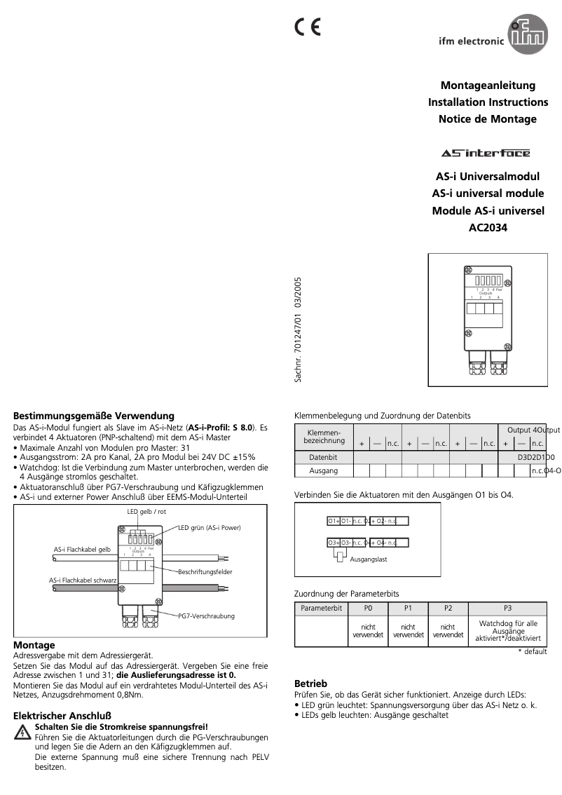 Image de la première page du manuel de l'appareil AC2034