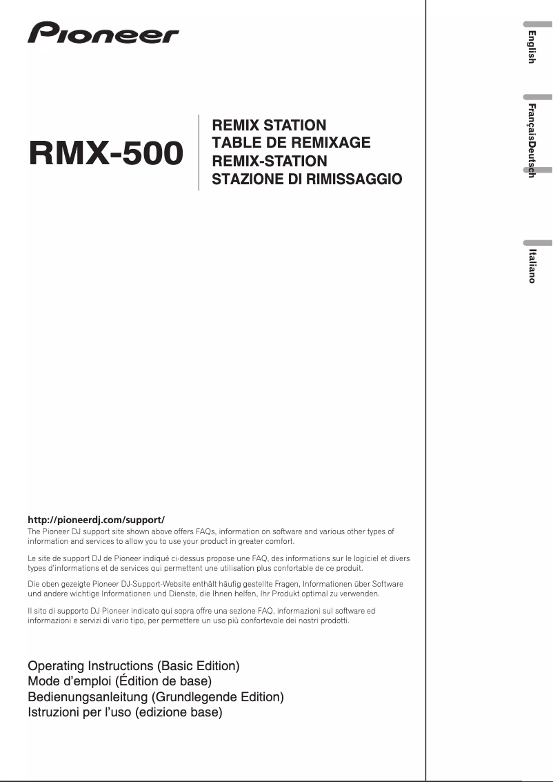 Page 1 de la notice Guide de démarrage rapide Pioneer RMX-500